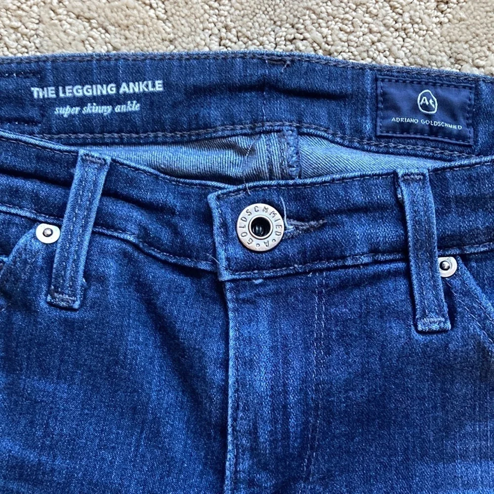 AG Adriano Goldschmied Dark Blue High Rise Skinny Ankle Jeans Size 25R Pockets